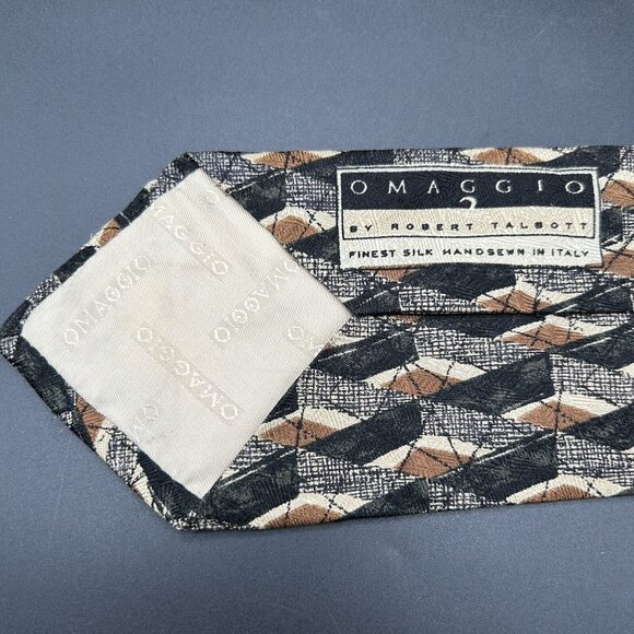 Omaggio 2 by Robert Talbott Mens Neck Tie Neutral Abstract 57" 4" Silk Italy - Picture 3 of 4